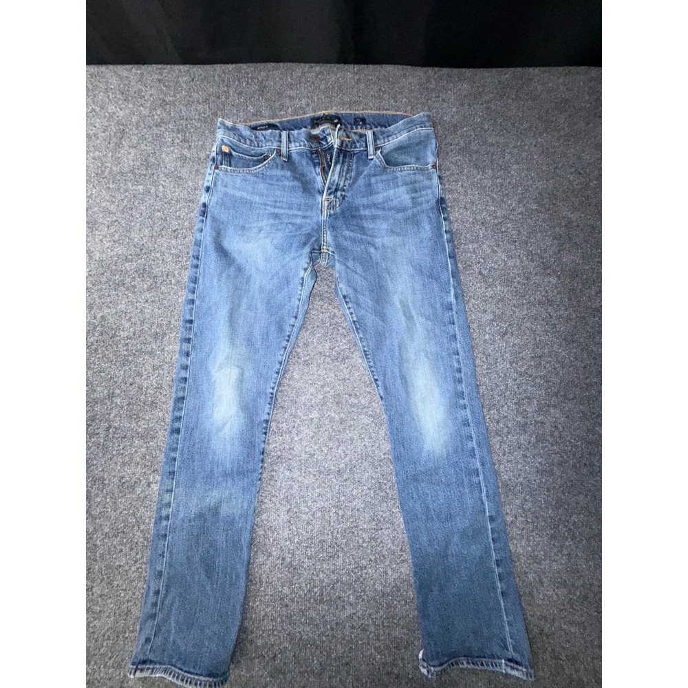 Lucky Brand 110 Skinny Jeans Mens 32x30 Medium Wash Blue Denim Distressed Hem